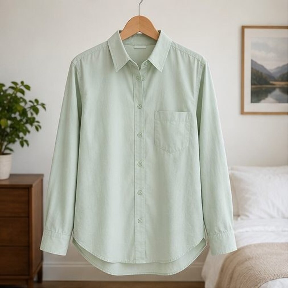 Mint Poplin Button Down Shirt